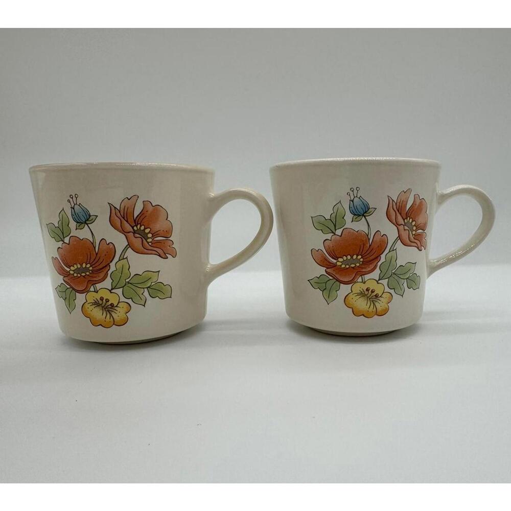 2 Vintage Corning Royal Garden Coffee Mugs Cups Corner Stone Cottagecore Granny